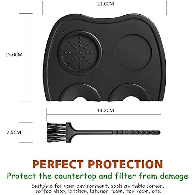 سيارم حصيرة الدك المصنوعة من السيليكون لدس القهوة مقاس 21 × 15 سم مقاومة للماء وامتصاص الصدمات مناسبة لحماية سطح العمل لآلة مسحوق الإسبريسو - Image 5