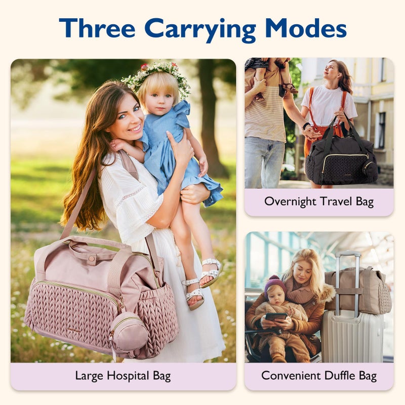mommore Diaper Bag Tote, Large Capacity Travel Diaper bags, Hospital Bag for Labor Delivery, Baby Bag with Pacifier Case, Changing Pad - Image 2