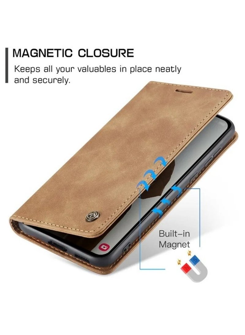 CaseMe For Samsung Galaxy A57 5G Case PU Leather Stand View Business Phone Cover - Brown - Image 2