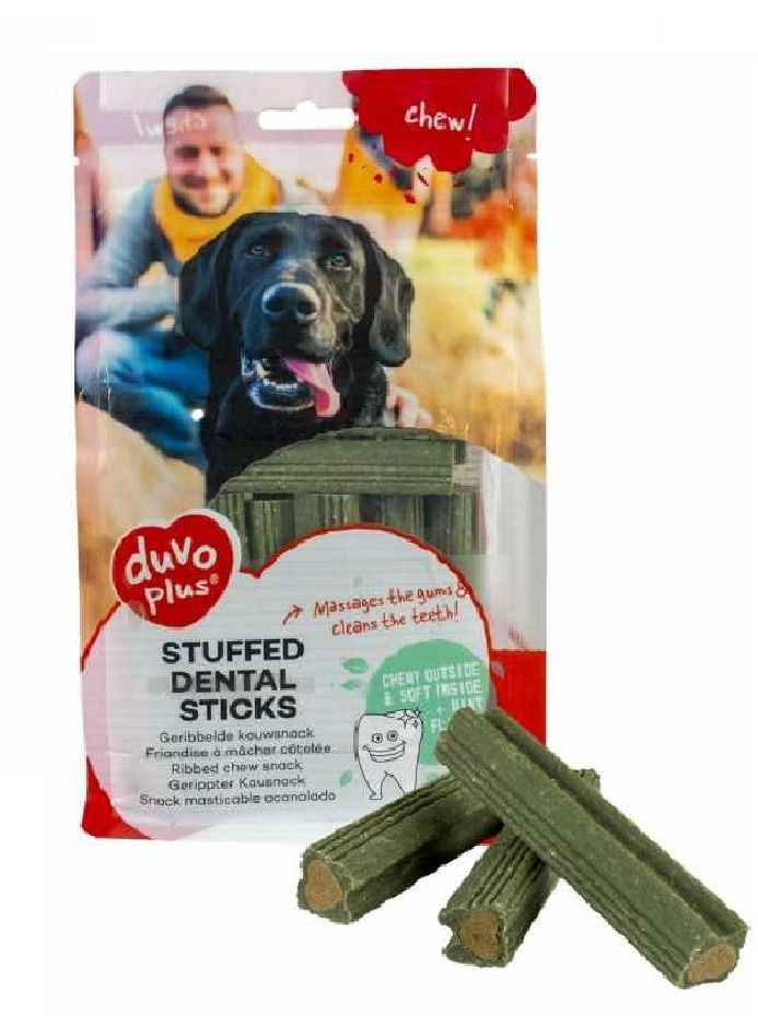 Duvo + Chew! Stuffed Dental Sticks 9.6cm 14pcs 420g, Green - Image 1