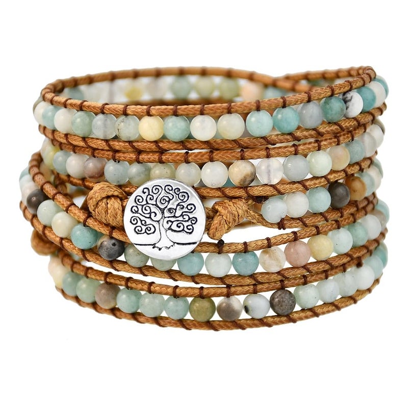 TREE OF LIFE Zankulas Bracelet for Women – Handmade Vegan Boho Natural Stone Layered Bracelet, Thailand Bohemian Stackable Beaded Wrap Bracelets, Summer Hippie Bracelet Stack, Teen Girls Fashion Jewelry Gifts - Image 1