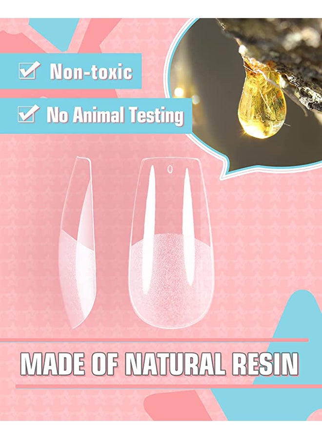 brunson False Nail Tips Soft Gel Extension Clear Long Coffin 550 Pieces BTLCF500 - Image 3