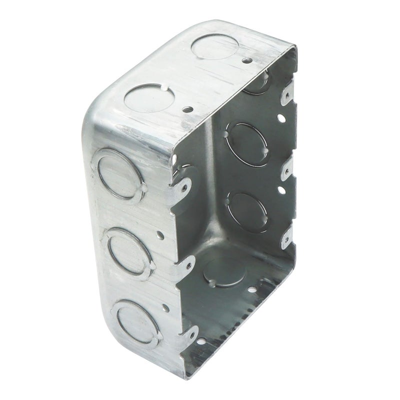 Qlvily 1 Pack Three Gang Multi Device Switch Box, 5.8" L X 4.1" W, 2.2" Deep Metal Electrical Box, 6-TKO's & 4-1/2"KO's Side KO, 2-1/2" & 2-3/4" Bottom KO, Raised Gound Hump, Galvanized - Image 1