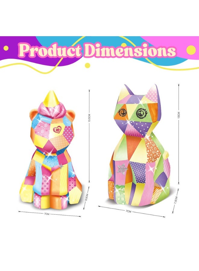 Home Smart Cat Painting Lamp for Toddlers DIY Paint Your own lamp Kit 13Pcs DIY Crafting Kit set has Cat lamp, Stickers, Laser Stickers, Glitter, Colors and Color brush Perfect for gifting. - Image 2