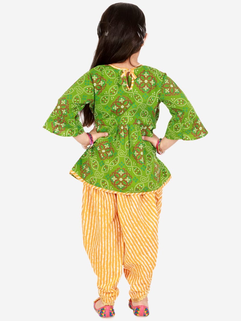 superminis Baby Girls Peplum Kurti with Dhoti Style Salwar Ethnic Dress (Green, 2-3 Years) - Image 3