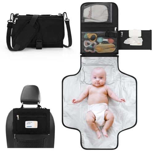 Accmor Portable Diaper Changing Pad Waterproof Travel Baby Changing Mat Newborn Essentials Baby Shower Gifts Black - Image 1