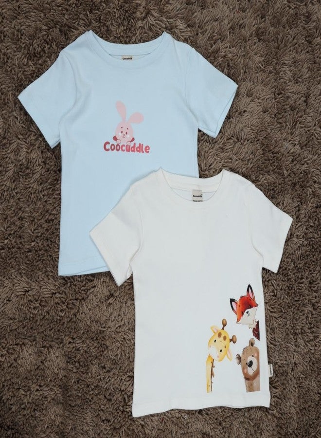 Coocuddle Organic Cotton Baby T-Shirt Set, Pack of 2 12 Months18 Months White & Blue - Image 2