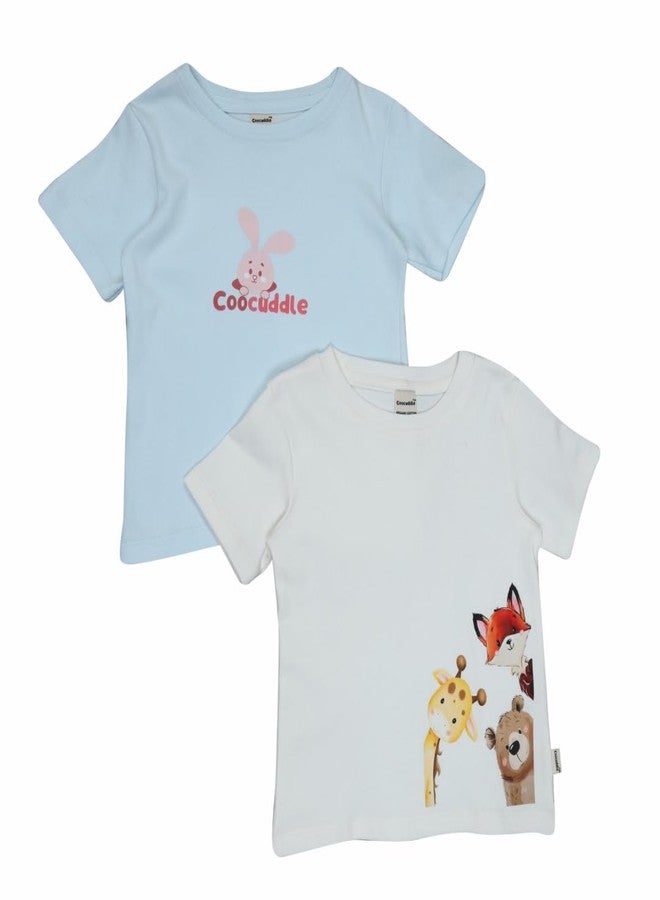 Coocuddle Organic Cotton Baby T-Shirt Set, Pack of 2 12 Months18 Months White & Blue - Image 1