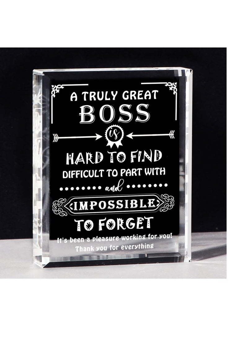 Movdyka - Movdyka Engraved Crystal Boss Going Away Gift for Women Men, Great Appreciation Gifts for Best Boss Lady Desk Decoration Paperweight Present for Boss Day Leaving Retirement Birthday - Image 1