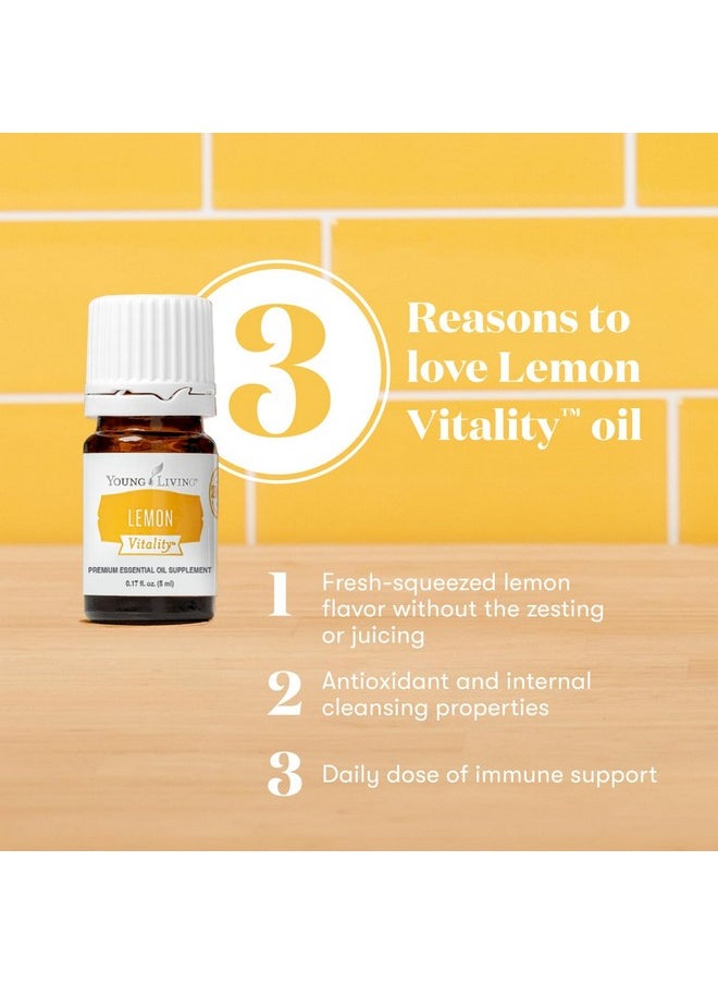 Young Living - Vitality Lemon Essential Oil 5Ml - 100% Pure, Zesty And Refreshing Citrus Flavor For Culinary Delights - Zest Up Your Dishes And Beverages - Brighten Your Recipes With Freshness - Image 1