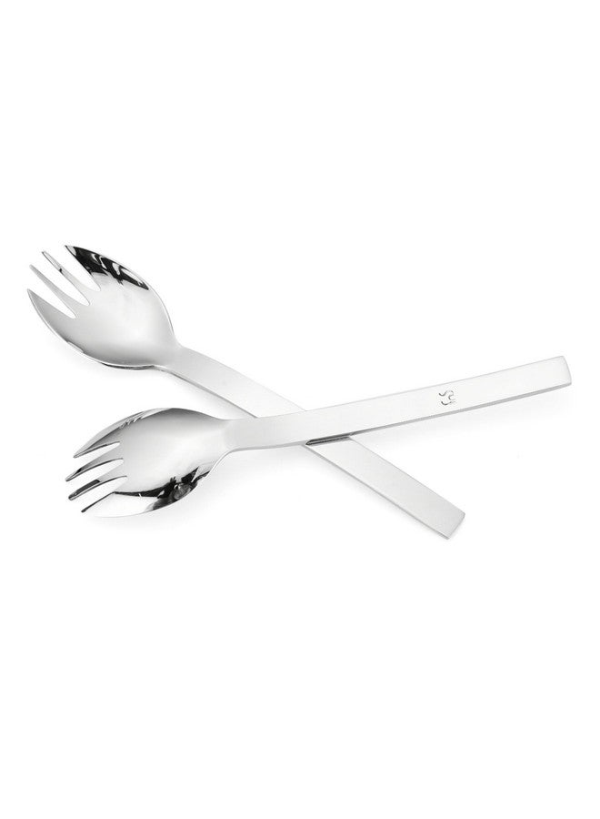 FnS Solo Stainless Steel Spork, Spoon Cum Fork, 2-in-1 for Dessert,Salad,Cake,Sweets,Soup and Noodles, Set of 6 - Image 3