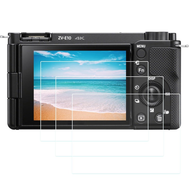 PCTC Alpha ZV-E10 Screen Protector for Sony Alpha ZV-E10 ZV-1F ZV-1 ZV-1M2 ZV-1 II Vlog Camera (3 Pack), 0.3mm 9H Hardness Tempered Glass Flim Anti-Scrach Anti-Fingerprint Anti-Bubble - Image 1