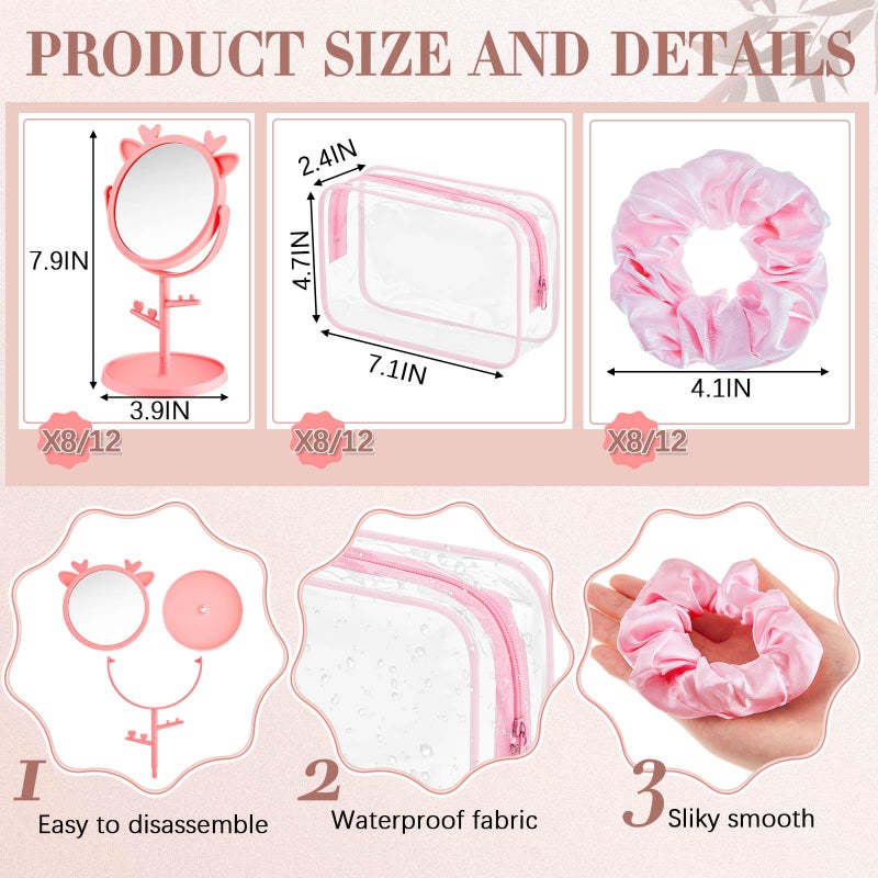 Shinylin 96pcs Spa Sleepover Party Supplies Bulk, Include Face Mask Mixing Bowl Set, Mirror, Headband, Scrunchies, Cosmetic Bags, Face Wash Cloths for Spa Birthday Party (Pink,Purple) - Image 2