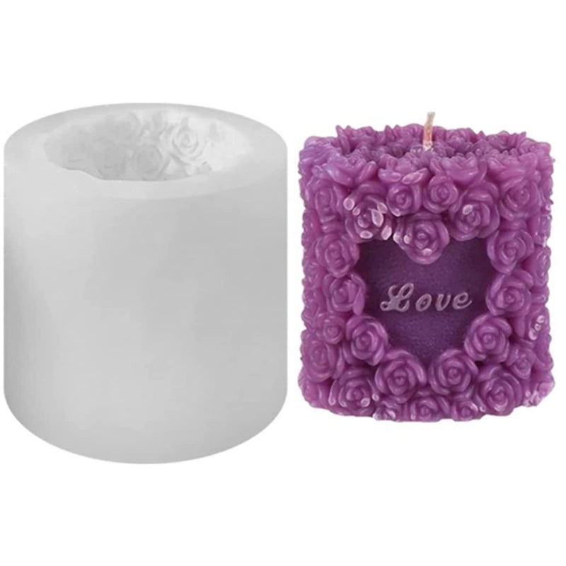 3D Rose Silicone Candle Molds Soap Molds Lovely Wedding Candle Molds Fondant Cake Moulds for Birthday Valentines Day Wedding