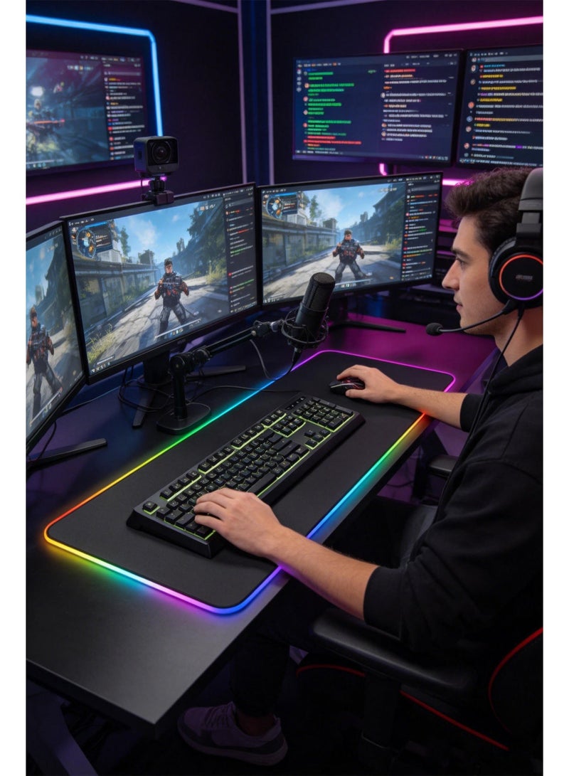ماوس باد كبير ٨٠٠×٣٠٠ مم – لوحة ماوس ممتدة كبيرة الحجم، سطح أملس للوحة المفاتيح والفأرة للمكتب والألعاب والعمل - Image 3