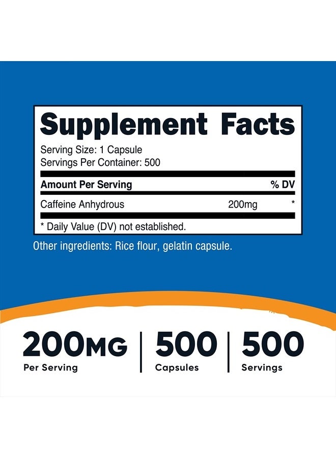 Nutricost Caffeine Pills, 200mg Per Serving (500 Caps)  - Image 2