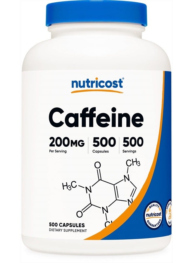 Nutricost Caffeine Pills, 200mg Per Serving (500 Caps)  - Image 1