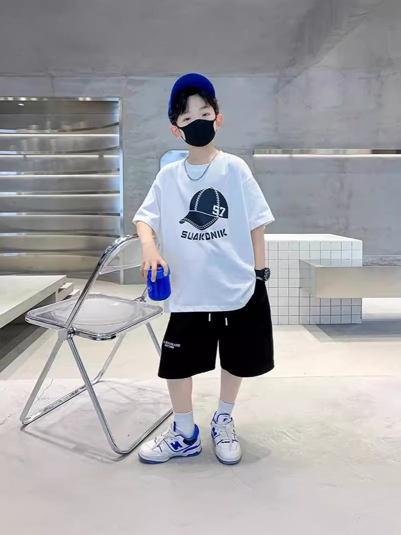 Boys Short-sleeved T-shirt 2025 New Style Top Big Boys Summer Cotton White Summer Wear Children's Trendy Street - Image 5