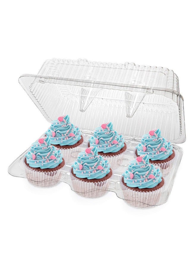 Stock Your Home Stock Your Home 6-Compartment Plastic Cupcake Containers Disposable (40 Count) Clear Container with Connected Dome Lid, BPA Free, For Standard Sized Cupcakes - Image 1