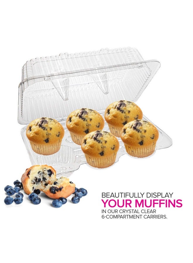 Stock Your Home Stock Your Home 6-Compartment Plastic Cupcake Containers Disposable (40 Count) Clear Container with Connected Dome Lid, BPA Free, For Standard Sized Cupcakes - Image 4