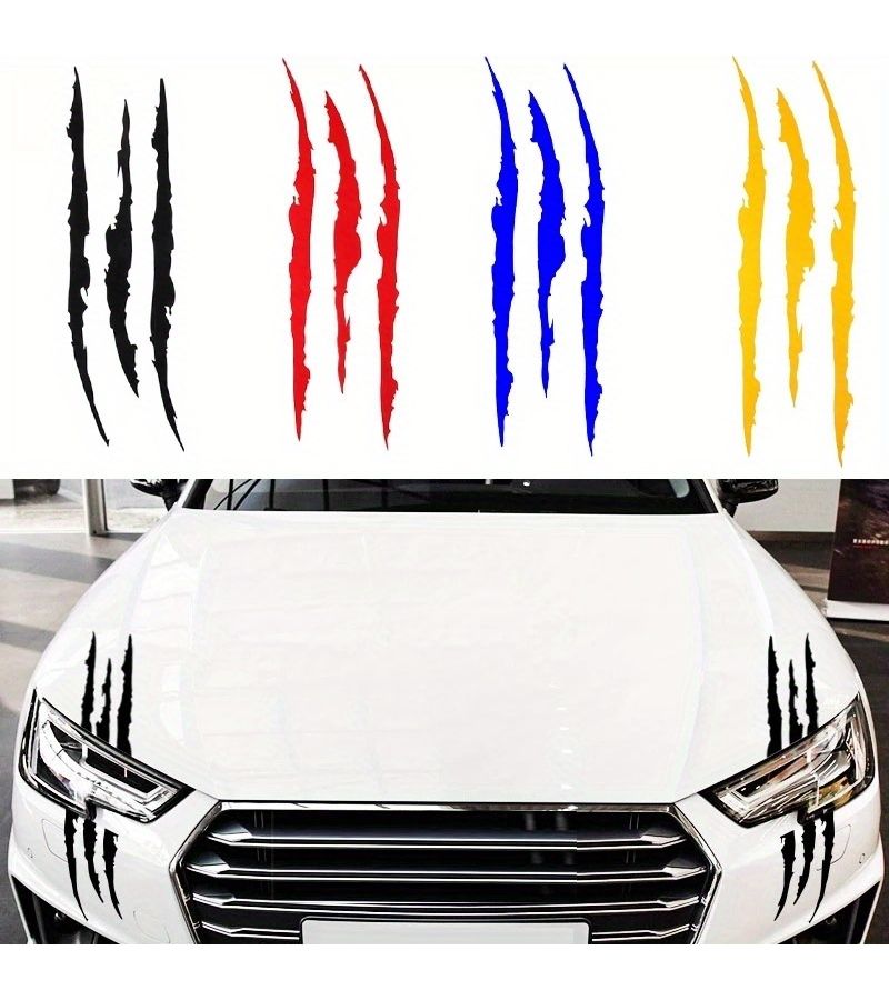 Black Ghost Claw Car Decal Waterproof Eyebrow Sticker for Headlight Hood - Image 1