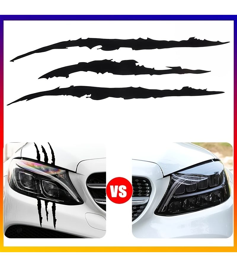 Black Ghost Claw Car Decal Waterproof Eyebrow Sticker for Headlight Hood - Image 3