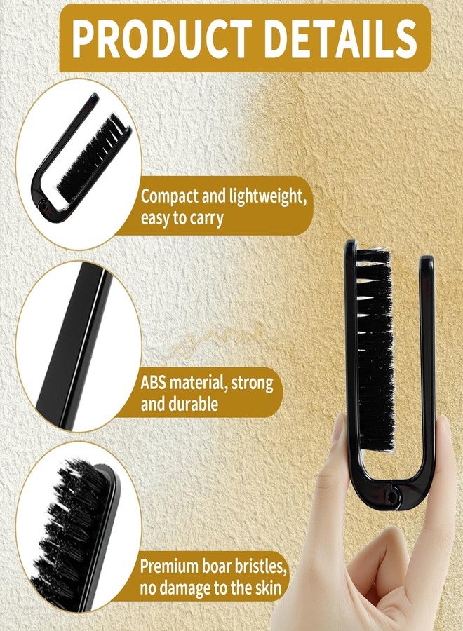 MCSDFN 2 Pcs Folding Boar Bristle Hair Brush, Travel Pocket Brush Portable Beard Brush Hair Comb for Men & Women, Anti-Static Compact Hair Styling Tool for All Hair Types - Image 3
