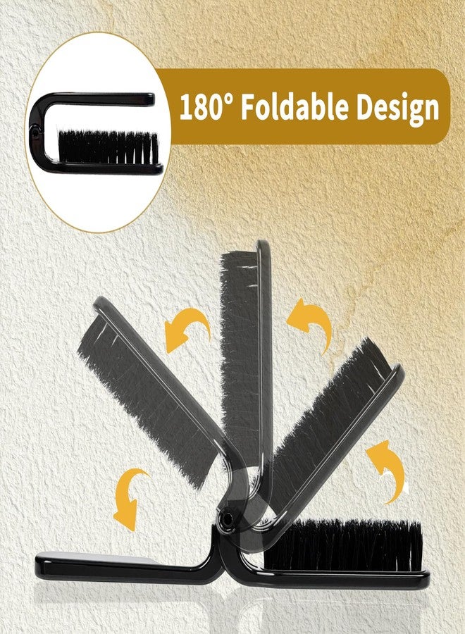 MCSDFN 2 Pcs Folding Boar Bristle Hair Brush, Travel Pocket Brush Portable Beard Brush Hair Comb for Men & Women, Anti-Static Compact Hair Styling Tool for All Hair Types - Image 4
