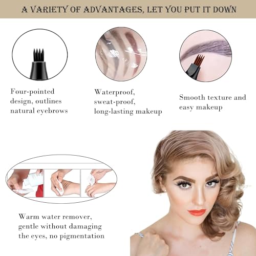 VBA Eyebrow Contouring Pencil Waterproof Eyebrow Pen - Eyebrow Pencil with a Micro-Fork Tip Applicator - Creates Natural Looking Brows Makeup Effortlessly (BLACK) - Image 2