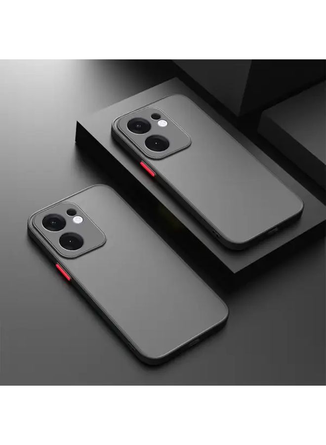 Translucent Matte Camera Cover Case For Oppo Reno 13 Black Hard Back - Image 1