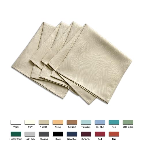 maxmill Jacquard Cloth Napkin 20 x 20 Inch Swirl Pattern Solid Washable Polyester Dinner Napkins Set of 4 Pieces with Hemmed Edges for Family Holiday Dinners Weddings Parties and Banquets Beige - Image 3