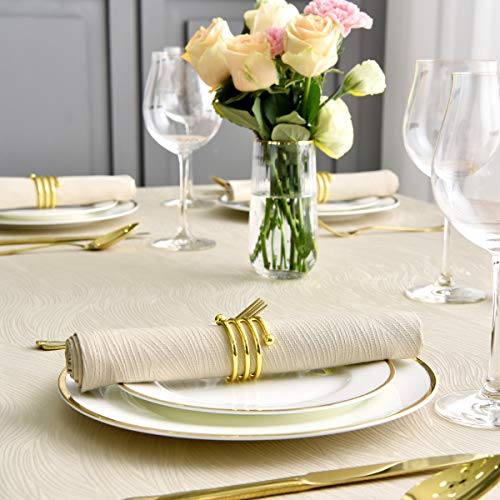 maxmill Jacquard Cloth Napkin 20 x 20 Inch Swirl Pattern Solid Washable Polyester Dinner Napkins Set of 4 Pieces with Hemmed Edges for Family Holiday Dinners Weddings Parties and Banquets Beige - Image 5