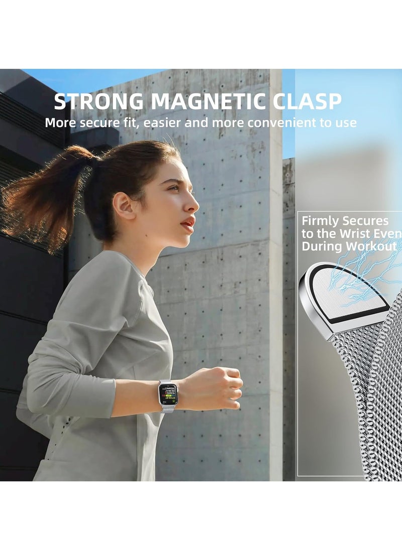 Youque - Compatible with Apple Watch Band Series 10, Ultra 2, SE, Ultra 9 8 7 6 5 4  42mm 44mm 45mm 46mm 49mm Women and Men, Stainless Steel Mesh Loop Magnetic Clasp Replacement for iWatch Bands - Image 1