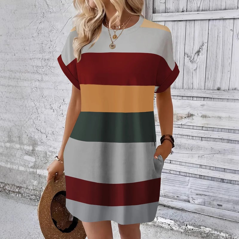 Milk Silk Pullover Round Neck Dress Casual Summer Women's Apparel - Image 4