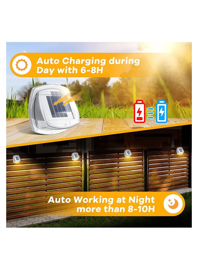 كابتن تيك Solar Fence Lights Outdoor Waterproof, 6 Pack Upgrade 8 LEDs Outdoor Wall Lights Solar Powered Deck Light Decorative Lighting for Outside Stairs Fence Deck Patio Yard Pathway Porch Step (Warm White) K - Image 5