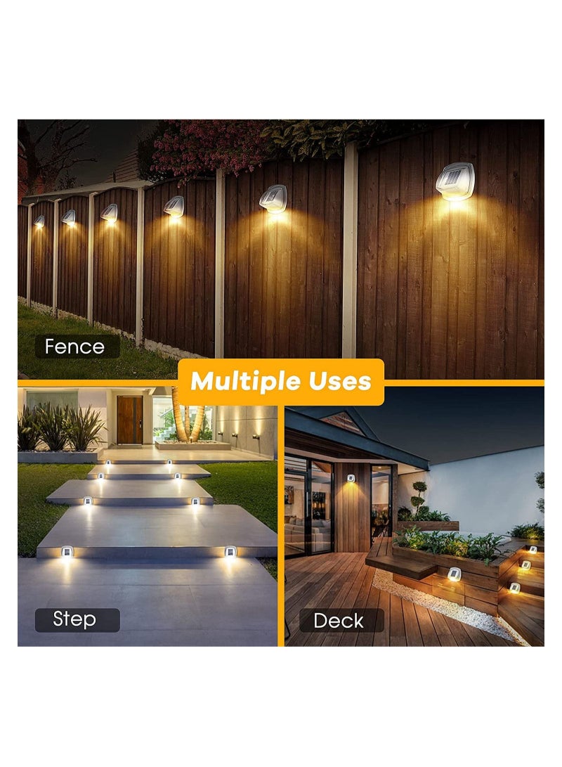 كابتن تيك Solar Fence Lights Outdoor Waterproof, 6 Pack Upgrade 8 LEDs Outdoor Wall Lights Solar Powered Deck Light Decorative Lighting for Outside Stairs Fence Deck Patio Yard Pathway Porch Step (Warm White) K - Image 3
