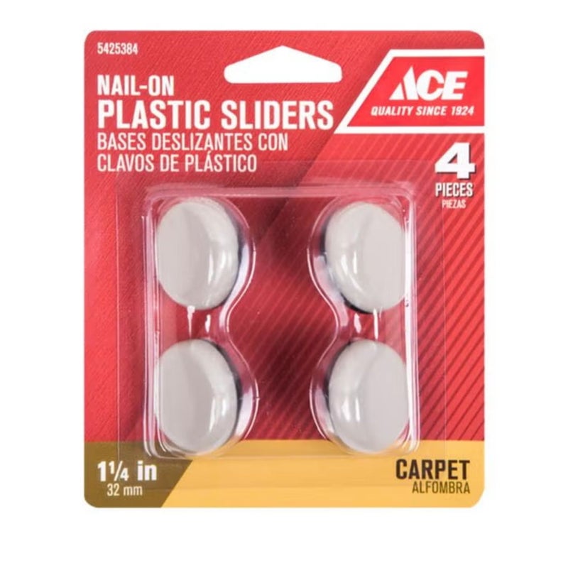 آيس انزلاقات بلاستيكية من إيه سي إي – انزلاقات أثاث وسجاد بمسامير مقاس ١-١/٤ بوصة (٤ قطع)