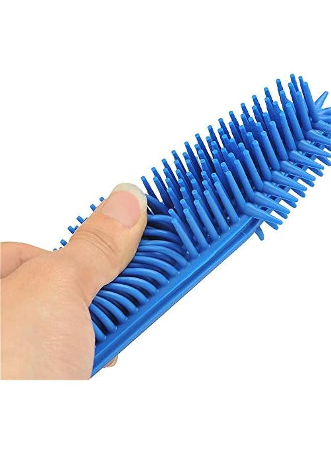 Pet Hair Remover Rubber Fluff Cleaner for Carpet Furniture Clothes: Green  Blue Pack - Portable Dog Cat Bath Brush with Massage Effect for Sofa Leather Car Seat - Image 4