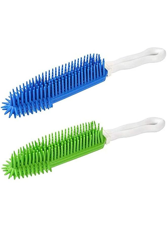 Pet Hair Remover Rubber Fluff Cleaner for Carpet Furniture Clothes: Green  Blue Pack - Portable Dog Cat Bath Brush with Massage Effect for Sofa Leather Car Seat - Image 1