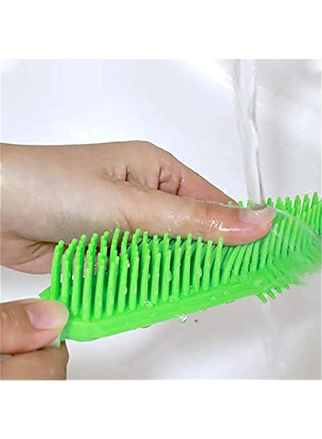 Pet Hair Remover Rubber Fluff Cleaner for Carpet Furniture Clothes: Green  Blue Pack - Portable Dog Cat Bath Brush with Massage Effect for Sofa Leather Car Seat - Image 3