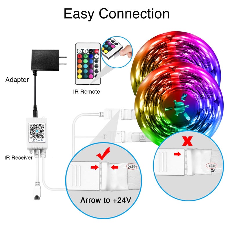 DAYBETTER Led Strip Lights 100 ft Smart with App Remote Control, 5050 RGB for Bedroom, Living Room, Home Decoration, Music Sync Color Changing for Room Party(2 Rolls of 50 ft) - Image 3
