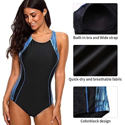 CharmLeaks Womens Professional One Piece Swimsuit Conservative Lap Bathing Suit S - Image 5