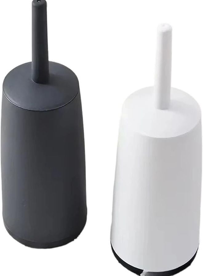 White Toilet Brush with Stand Long Handle Bathroom Cleaning Tool WC Accessory - Image 1