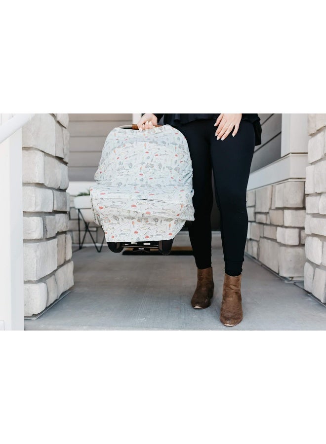 Copper Pearl Baby Car Seat Cover Canopy and Nursing Cover Multi-Use Stretchy 5 in 1 Gift 'Trout' - Image 5