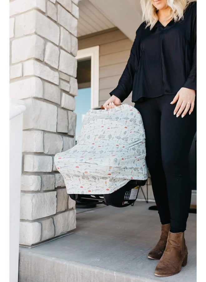 Copper Pearl Baby Car Seat Cover Canopy and Nursing Cover Multi-Use Stretchy 5 in 1 Gift 'Trout' - Image 4