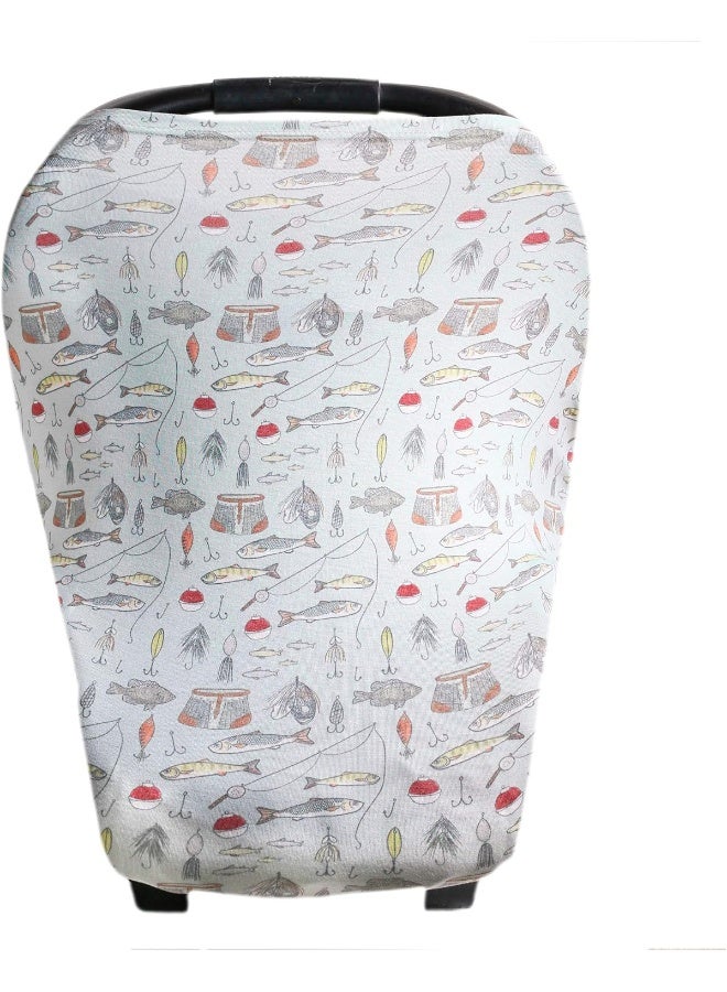 Copper Pearl Baby Car Seat Cover Canopy and Nursing Cover Multi-Use Stretchy 5 in 1 Gift 'Trout' - Image 1