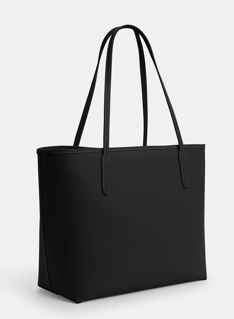 كوتش اوت ليت حقيبة توت Coach City من الجلد الأسود، حقيبة كروس نسائية، حقيبة يد نسائية، حقيبة كتف نسائية، حقيبة سفر نسائية، أسود - Image 3