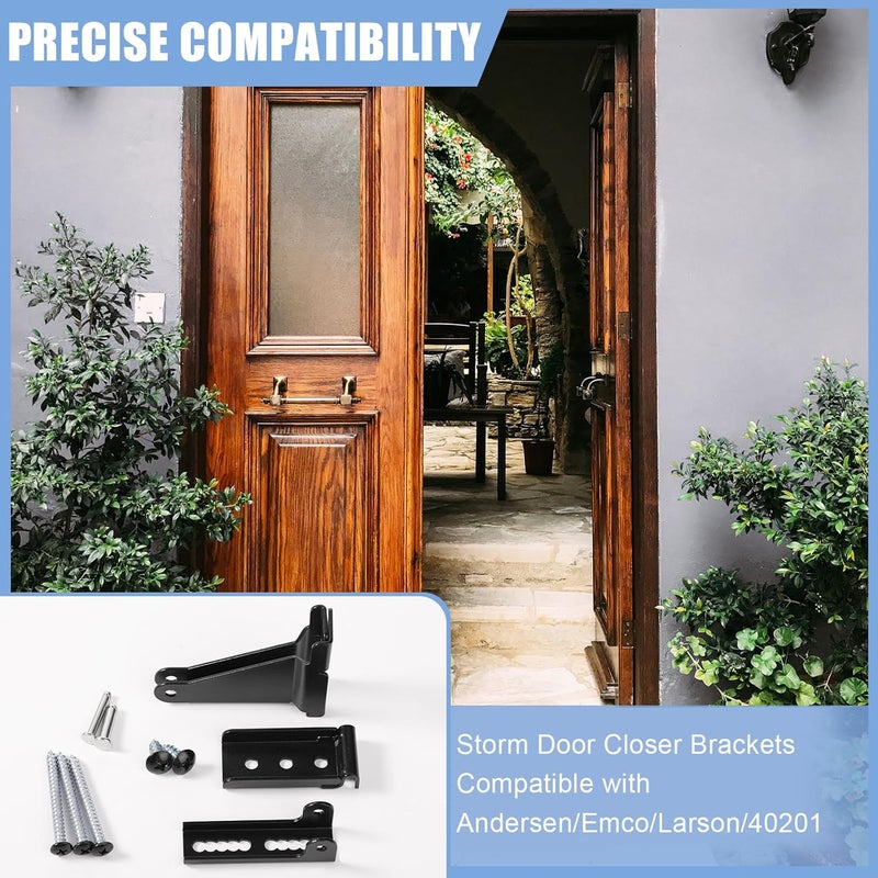 KINBOM Storm Door Closer Bracket，Repair Jamb Bracket Compatible with Andersen，Durable Screen Door Closer Replacement Parts Kits with Emco/Larson/Pella, Protecting Doors from Damage from Strong Winds (Black) - Image 2