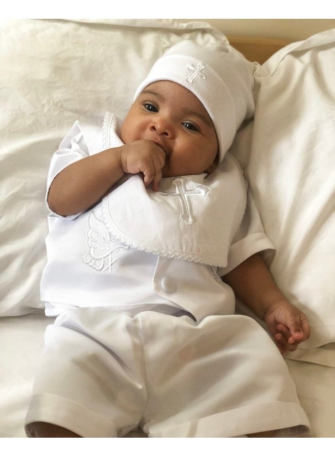 ESTAMICO Infant Baby Boy's Girl's Christening Baptism Outfits Embroidered Cross Bib - Image 3