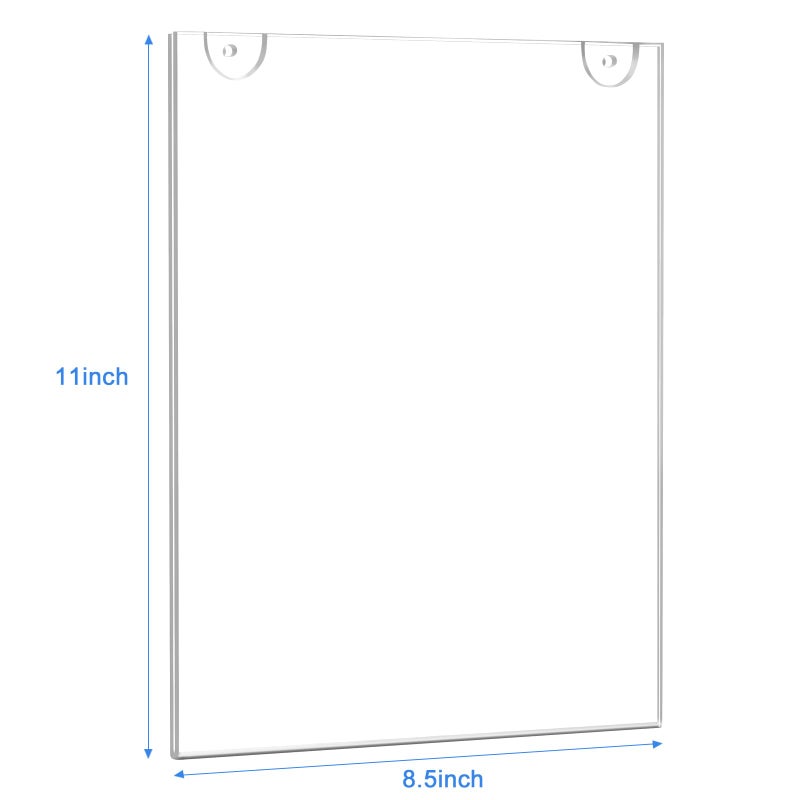 Ludery Acrylic Sign Holder 8.5 x 11 Vertical, Wall Mount Document Holder, Clear Plastic Picture Frame with Tape Adhesive and Screws for Office, Home, Store, Restaurant - 6 Pack - Image 2